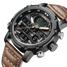 Mens Watches NAVIFORCE Top Brand Luxury Waterproof Led Digital Quartz Watch Man Fashion Leather Sport Wrist Watch Men Clock Male mens watches top brand luxury naviforce fashion sport multi function quartz watch full steel clock men waterproof wristwatches