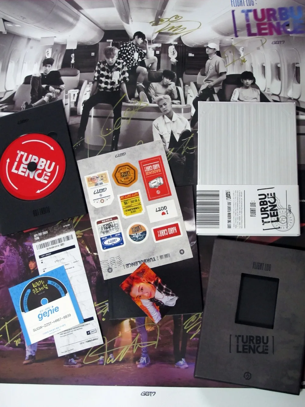 

GOT7 GOT 7 autographed signed with pen 2016 2nd album Flight Log:Turbulence CD +photobook new korean version 10.2016