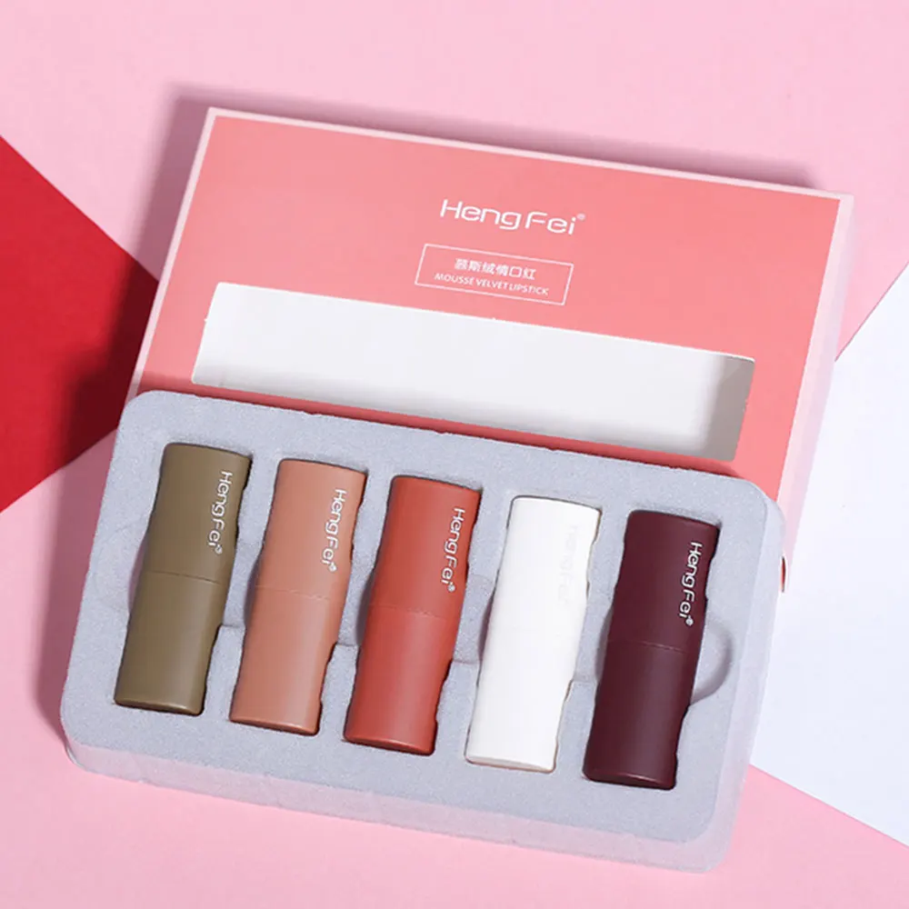 

Makeup Set Matte Lipstick 5PCS Waterproof Velvet Lipstick Sexy Red Lip Tint Long Lasting Lip Stick Cosmetic Set Woman Beauty