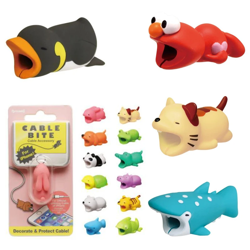 

Cute Cartoon Cable Bite Animal Protector For phone Cable Holder Charger Cable Protector Animal Bites Dog Panda Fish Shark Toys