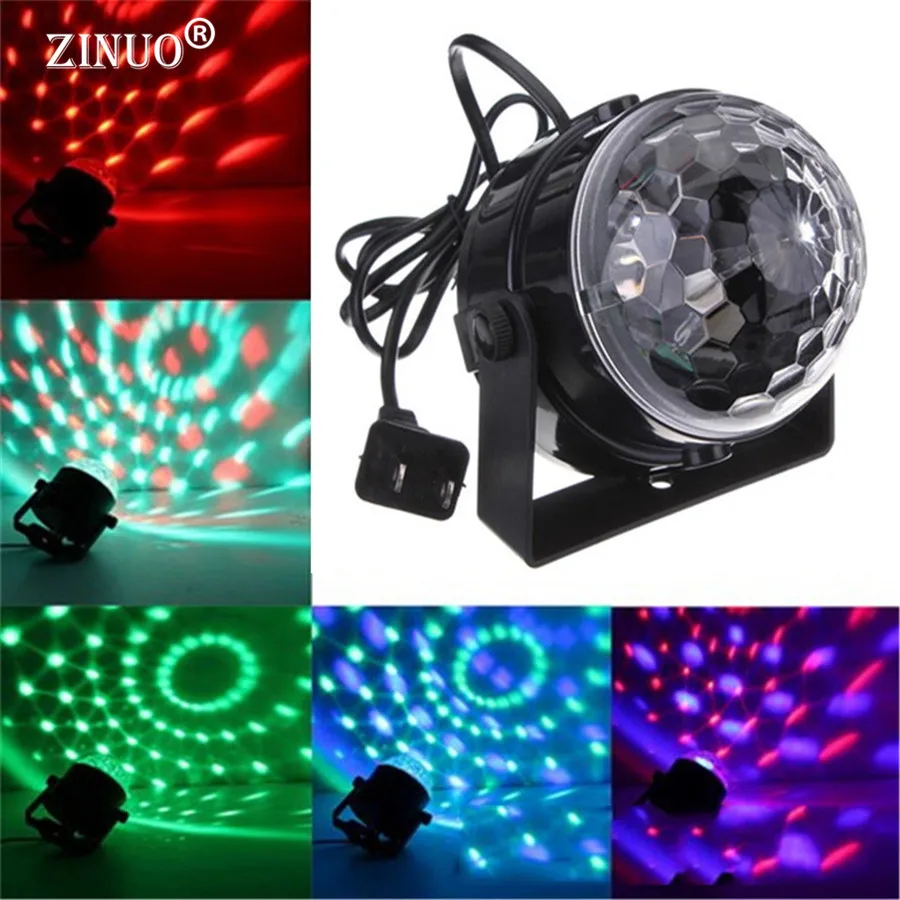 

ZINUOb Voice Control Mini RGB LED Crystal Magic Ball Stage Lighting Effect Lamp Bulb Party Disco Club DJ Light Show US / EU Plug