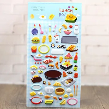 3pcs Lunch Gourmet Kitchen Tool Stickers 3D Three-Dimensional Decorative Bubble Stickers Children Stationery Gift Stickers rookie yearbook three stickers