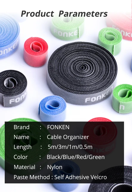 FONKEN USB Cable Organizer PC Cable Tie Cable TV Wire Holder Stick-up Cable  Mobile Phone Cable Hoop Tape Cable Winder Management