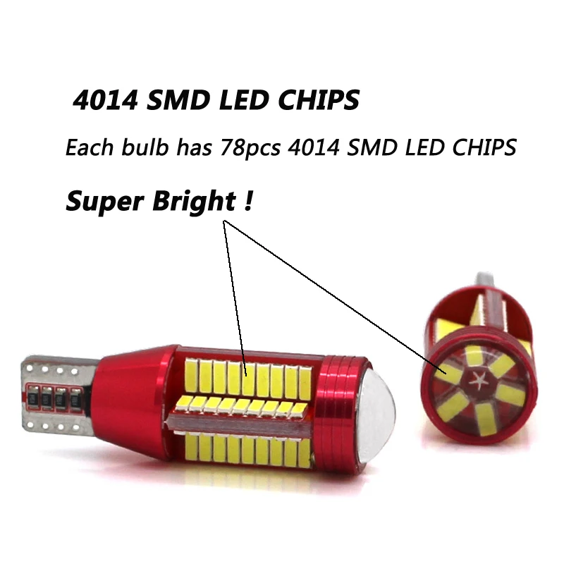 T15 W16W 921 78SMD светодиодный 4014 Авто Canbus ОШИБОК Обратный Свет Подсветка салона
