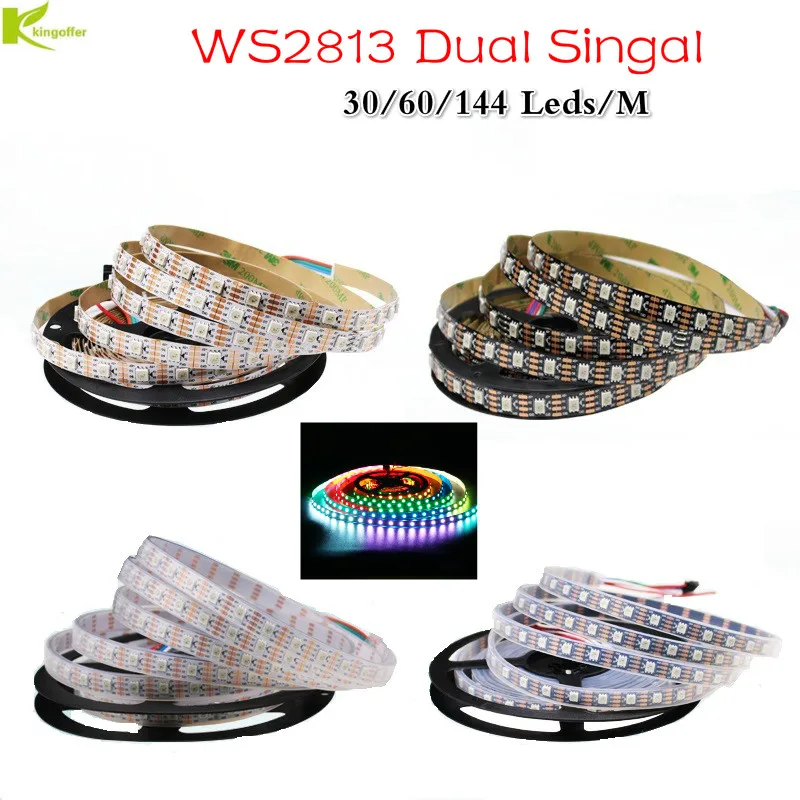 

WS2813 led pixel strip 1/2/3/4/5m Dual-signal 30/60/144 leds/m waterproof DC5V 5050 RGB updated WS2812B 2813 IC Led Strip light