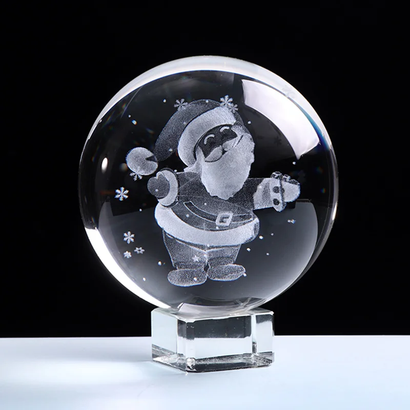 60 мм/80 мм 3D Рождество Санта орелка хрустальный шар стекло с лазерной гравировкой Сфера кристалл ремесло Домашний Декор день рождения рождественские подарки