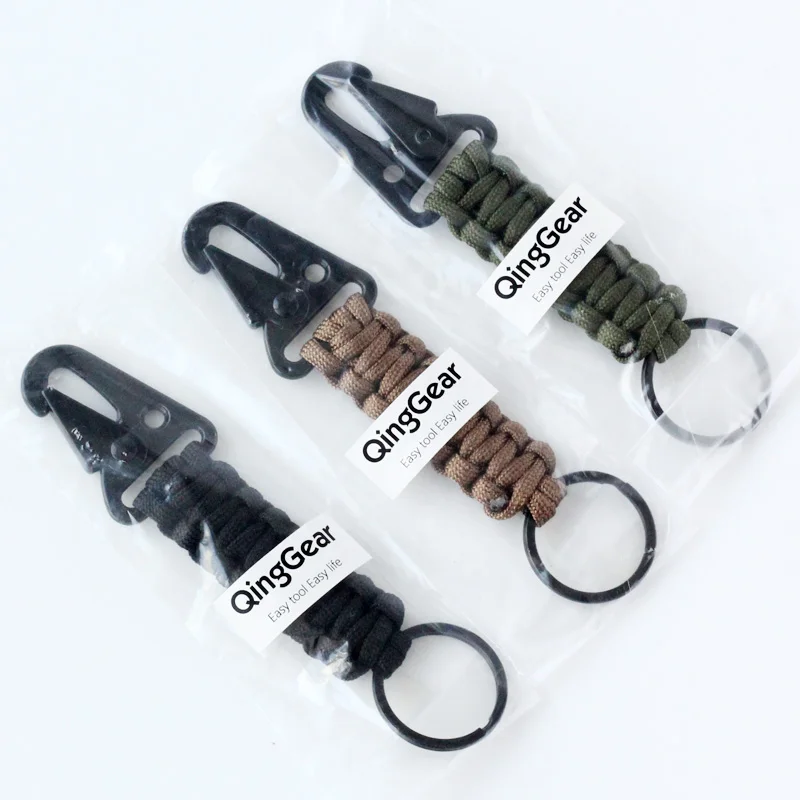 QingGear Paracord брелок для выживания, Тактический Брелок для ключей с карабином, отлично подходит для экстренных ситуаций, быстросъемный зажим