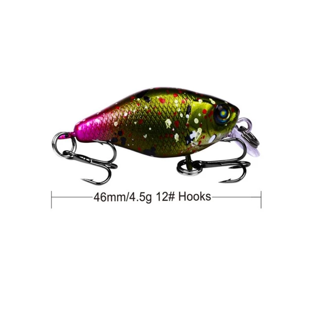 1Pcs/lot 46mm 4.5g Fishing Lures Hard Bait Minnow Fishing Lure Bass Crankbait Swimbait Trout Crank Baits with 12# hooks Tackle 6