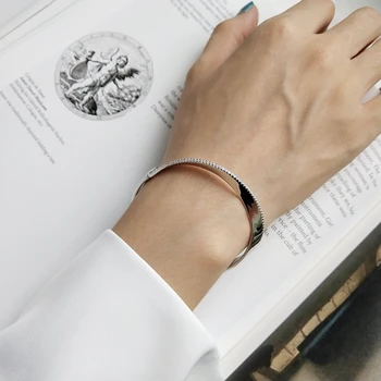 

925 sterling silver Mobius distorted bangles silver fashion irregular personality 925 open bangles for women irregular jewelry