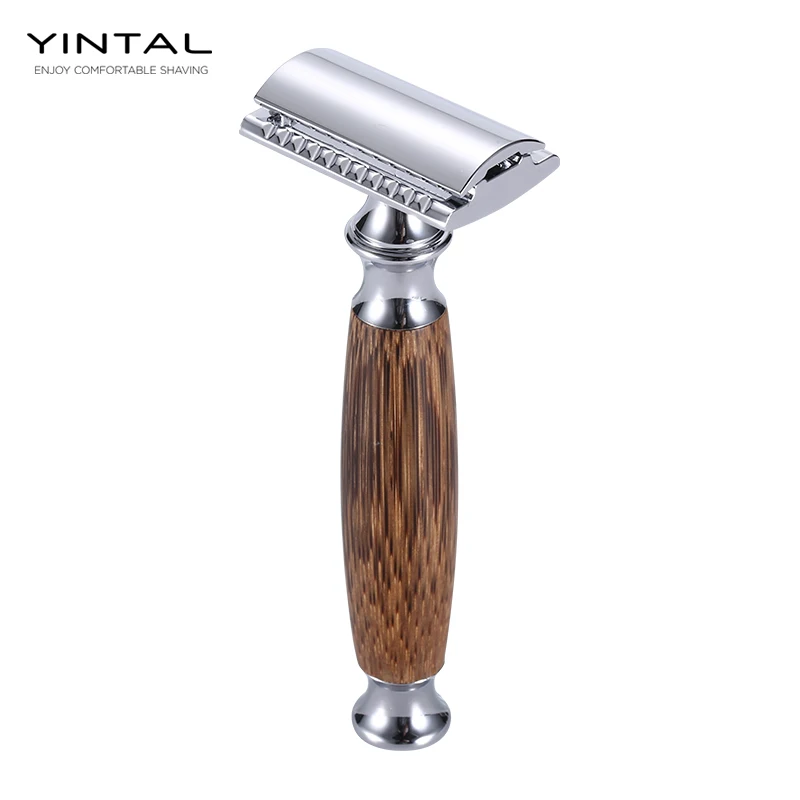 YINTAL Double Edge Safety Razor with Long Natural Bamboo Handle Experience A Better Shave Eco Friendly Male Grooming