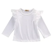 Одежда для новорожденных детей для маленьких девочек принцесса 4 шт./лот одежды Кружевная футболка с длинным рукавом Блузка повседневная одежда