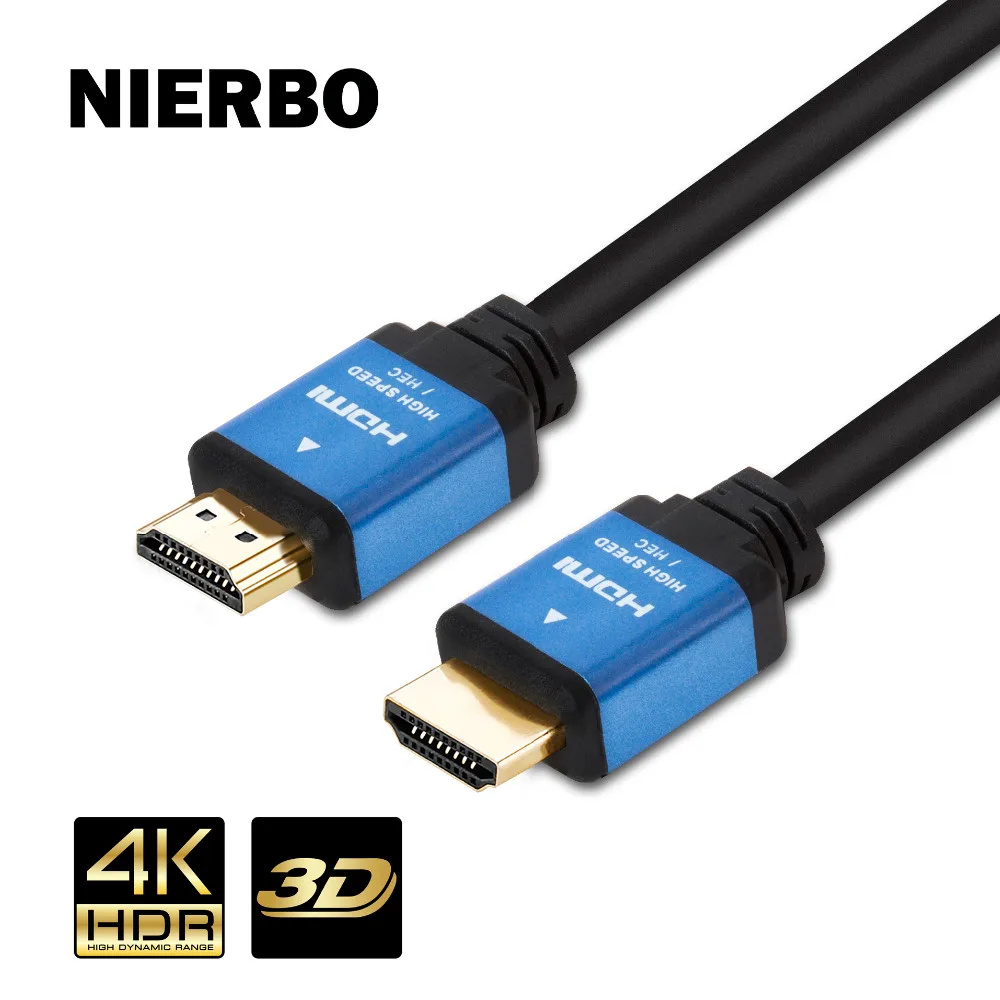 

NIERBO 2m HDMI 2.0 cable 4K 3D HDR 60Hz CERTIFIED 18Gbps Speed Male to Male Copper Core Wire for HDTV Computer PS3/4 Projector