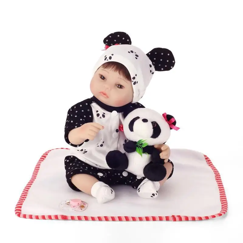 

NPK 40CM Boneca Reborn Girls Baby Doll Newborn Panda Clothes Toy Lifelike Child Birthday Xmas Gift HOT TOY for girl&
