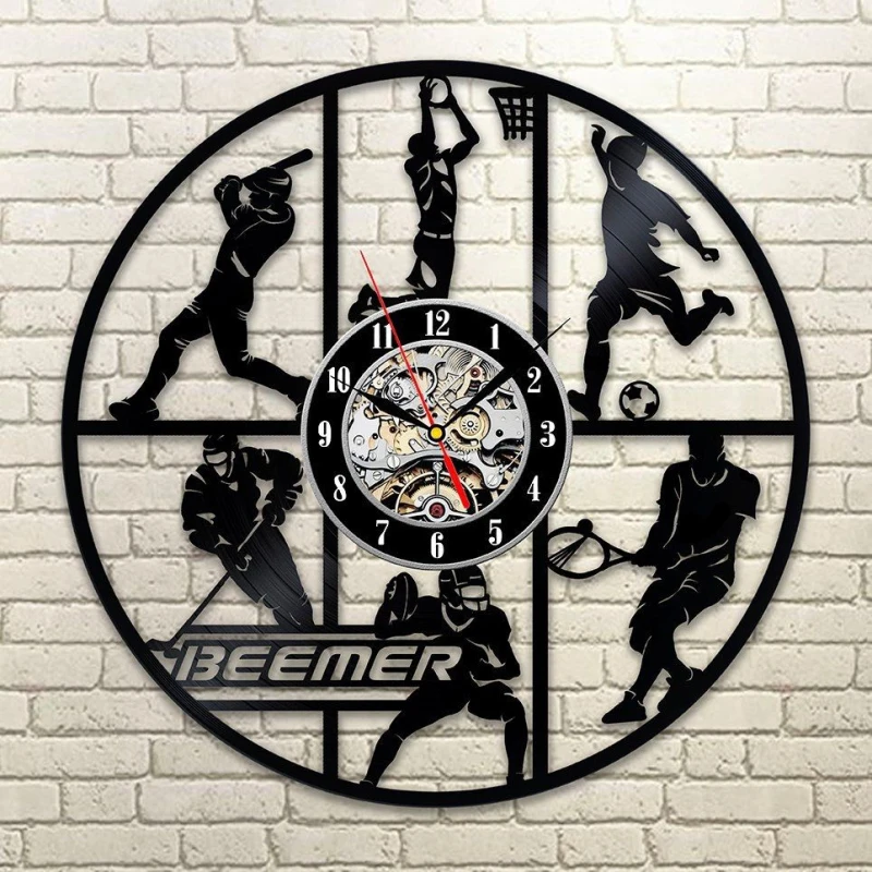Buy Round Hollow Sport Entertainment Man Vinyl Clock