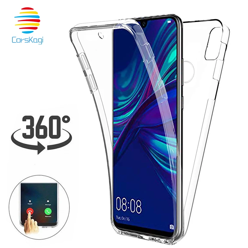 

360 Degree Case for Huawei Y6 Y7 Prime 2019 Pro 2019 Transparent Phone Honor 8A Silicone Cover 2 in 1 Back + Soft TPU Front Case
