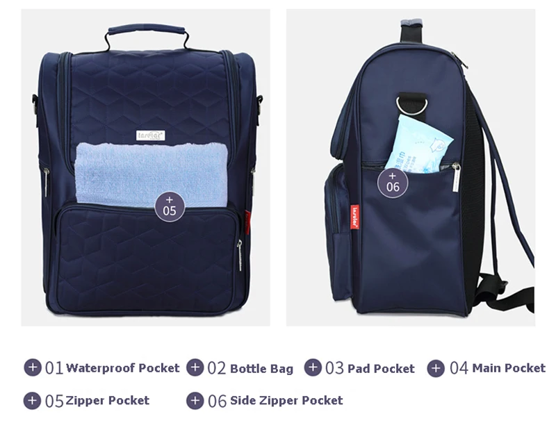 Baby Diaper Bag 4 PcsSet Waterproof Toddler Nappy Bags Multifunction Mummy Baby Care Milk Bottle Insulation Backpack BB6033 (2)