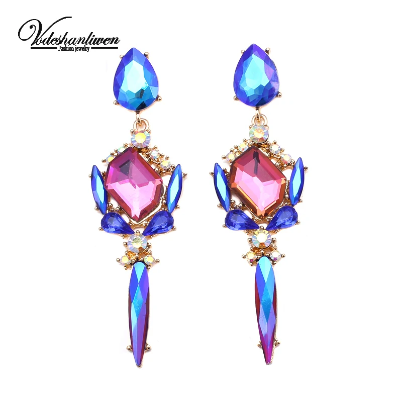 

Vodeshanliwen 2017 New Hot Sell Special Design Big Long Earrings Bohemia Multicolored Wedding Dangle Drop Earrings For Women