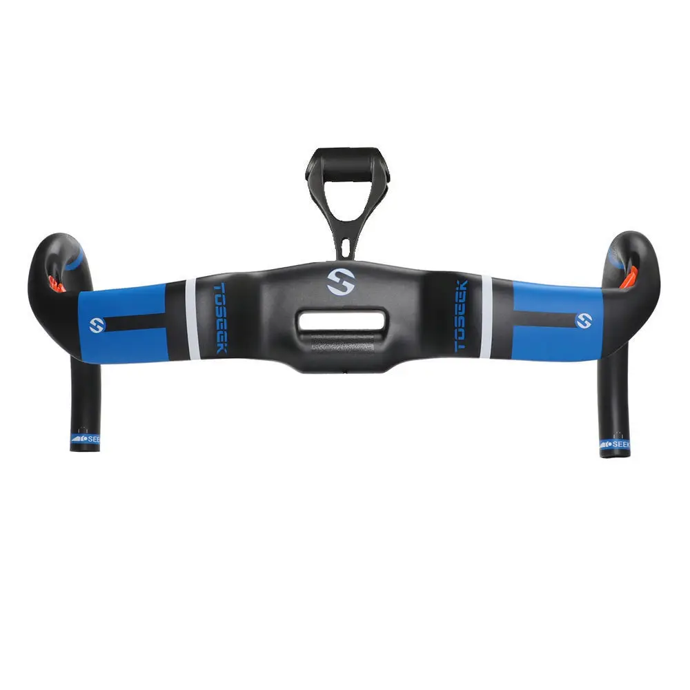 

TOSEEK Blue Carbon Fiber AERO Uplift Style Drop Handlebar With Mount For R Road Bike Bent Bar Handlebar 380/400/420/440mm