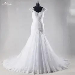 RSW1076 белый вырез сердечком рукава-крылышки плиссированный корсет Русалка Свадебные платья Vestido De Noiva