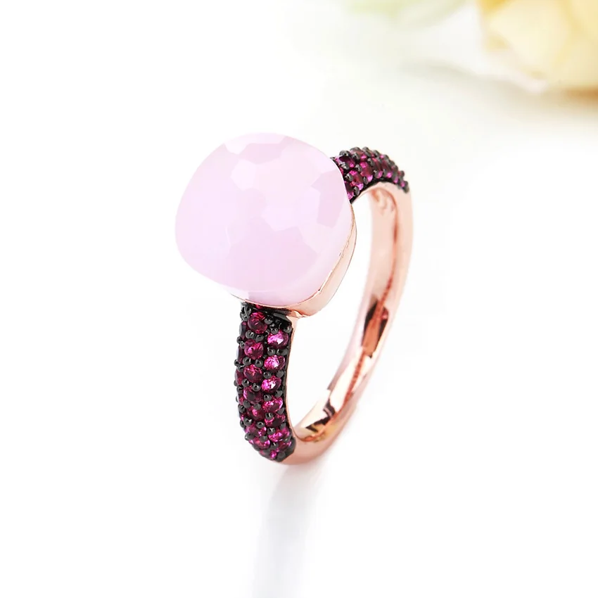 FORIS классические обручальные кольца для женщин с черным покрытием розовый циркон розовое золото цвет кольцо 14 цветов
