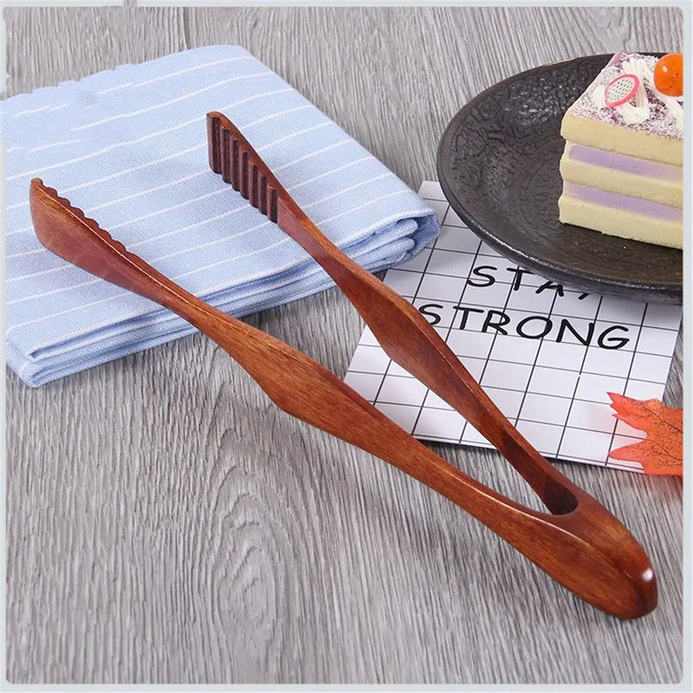

1pc Bamboo Cooking Kitchen Tongs Food BBQ Tool Salad Bacon Steak Bread Cake Wooden Clip Dessert Pastry Home Kitchen Utensil