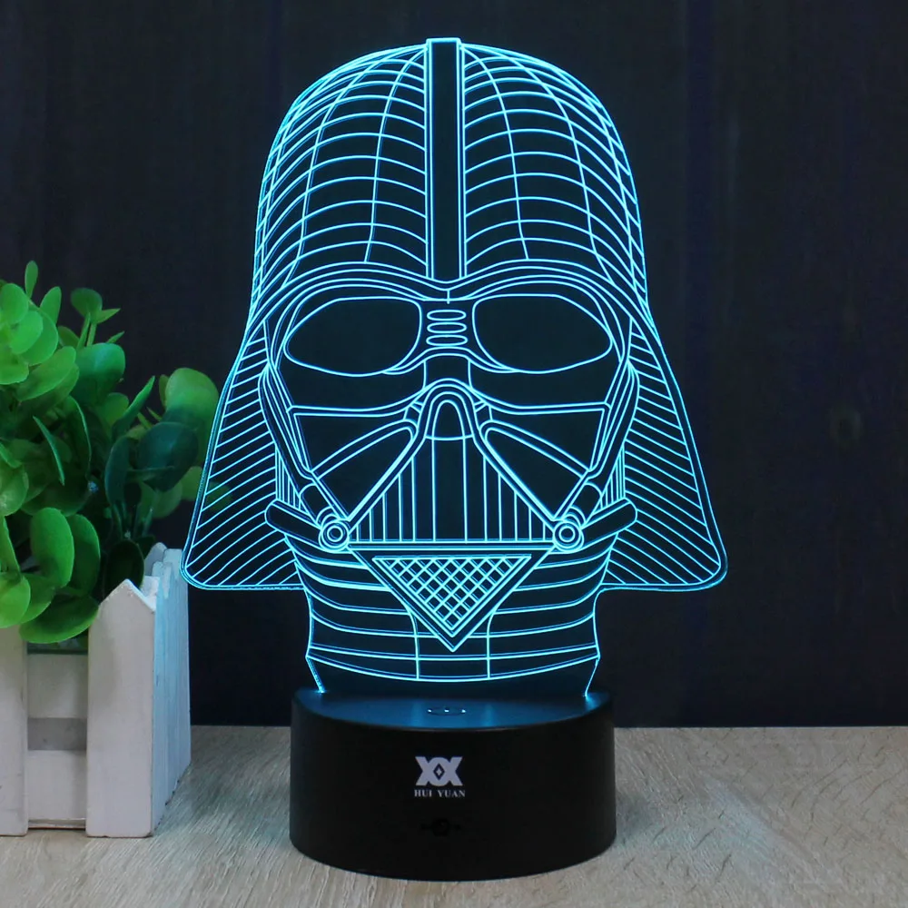 Star Wars Анакин Скайуокер 3D лампа Дарт Вейдер Дистанционное управление Ночник LED, Декоративный Светильник Настольный ребенка подарок Хуэй
