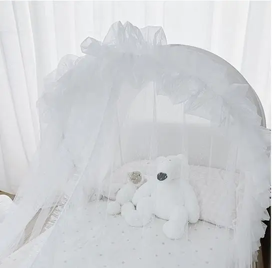 Детская кроватка москитные сетки белый хлопок принцесса детская колыбель безопасная сетка кровать сетка новорожденный кровать драпировка домашняя игровая палатка украшение в детскую комнату