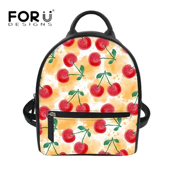 

FORUDESIGNS Food Fruits Cherry Printed Women's Shoulder Backpack Casual Mini Girls High Quality String Bagpack School Bags Bolsa