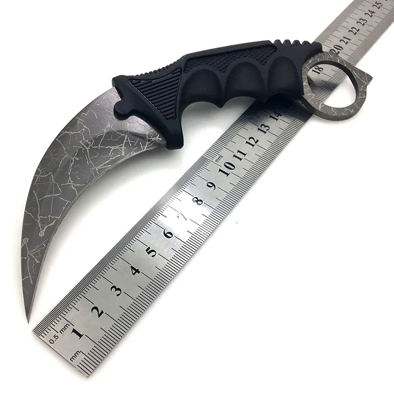 Нож Karambit CS GO с фиксированным лезвием, никогда не выцветает, контр страйк, бои, коготь, ножи для выживания, кемпинга, EDC, косплей, инструменты