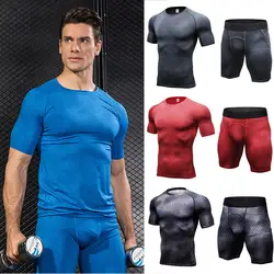 Мужские быстросохнущие топы с короткими рукавами спортивные шорты тренировочная Спортивная одежда для бега SPSYL0056