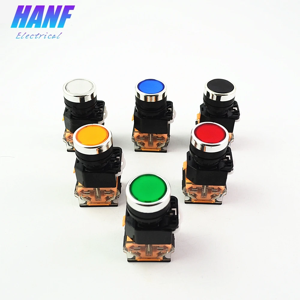 1pcs 22mm Momentary 1NO1NC 10A/400V Plastic Push Button Switch 4 screws Power  DPST Red Blue White Green Yellow Black