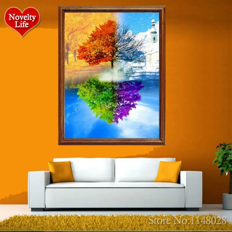 

New Sales 3D DIY Diamond Painting Cross Stitch Four Seasons Tree Square Full Resin Diamond Embroidery Home Decoration Wall Art