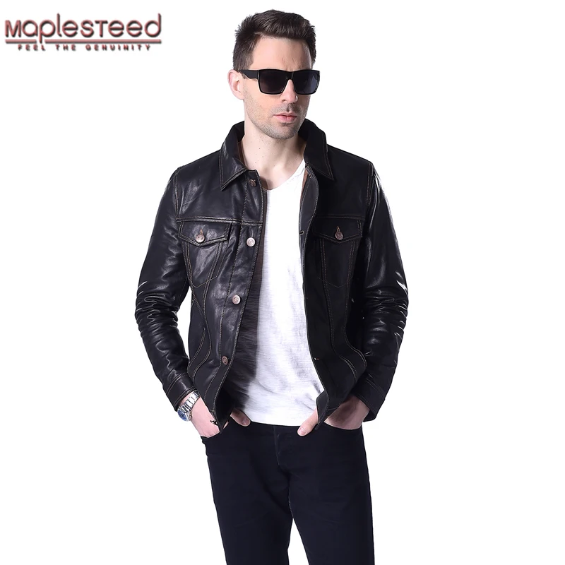 Factory Men's Leather Jacket Genuine Soft Sheepskin Jackets Bomber Brown Black Male Leather Jacket Men Leather Coat Autumn ZH045