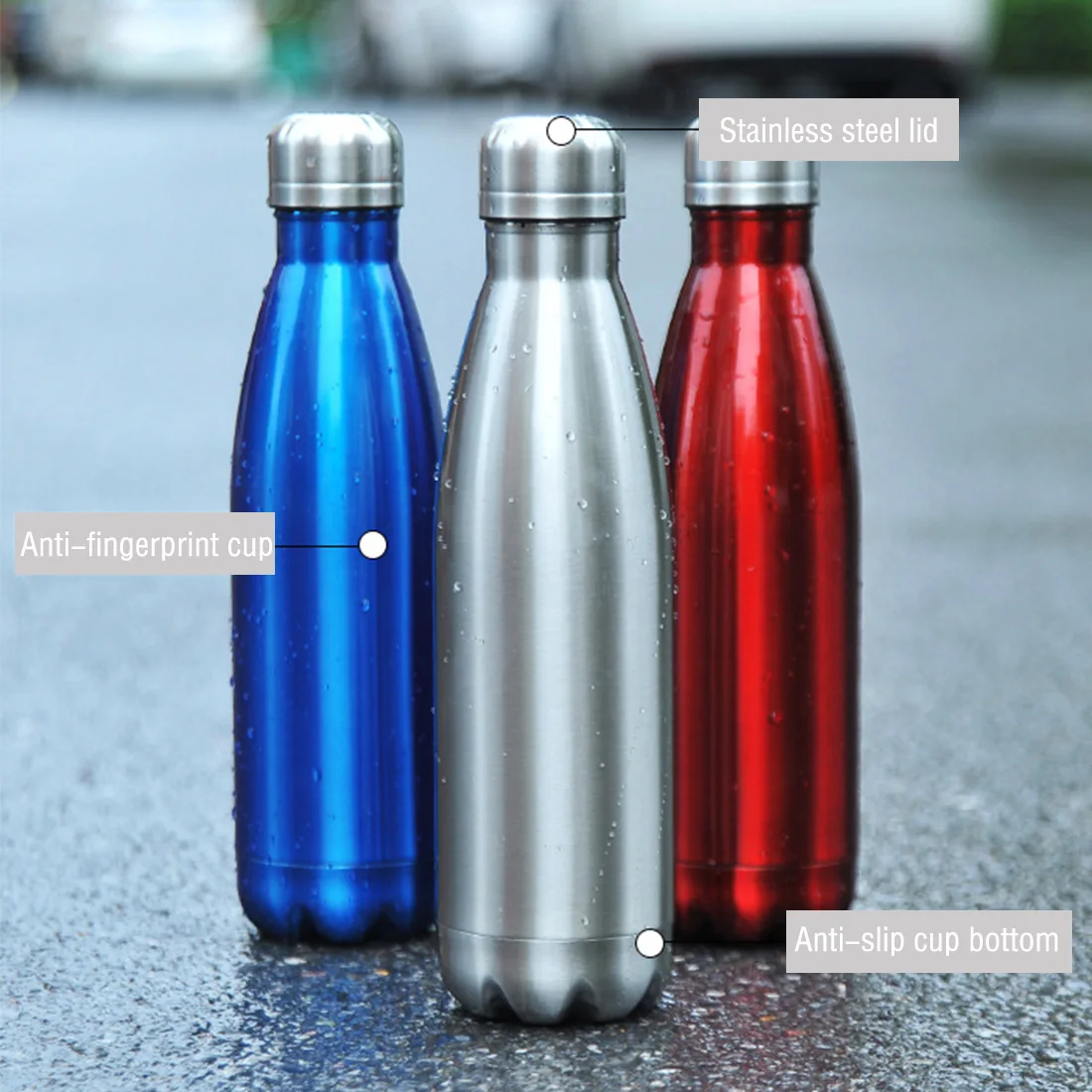 6colors 500ML Thermal Cup Vacuum Flask Heat Water Bottle Stainless