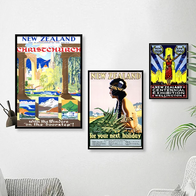 Christchurch Tourism Pop Art New Zealand NZ Vintage Retro Canvas
