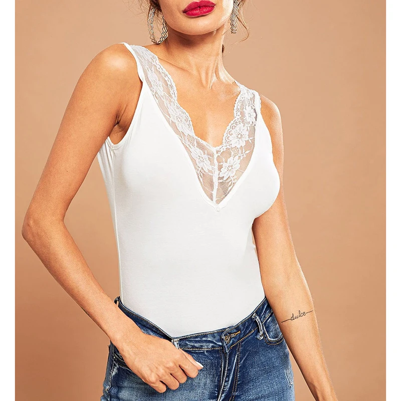 

Summer Fashion 2019 Lace Patchwork Low Cut V-neck Blouse Shirt Women Sleeveless Vest Tops Ladies Backless Shirts Blusas SJ1882M
