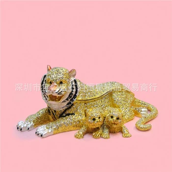 

European painting crafts, metal crafts Mother and child tiger,desktop Decoration home ornaments gift(A442)