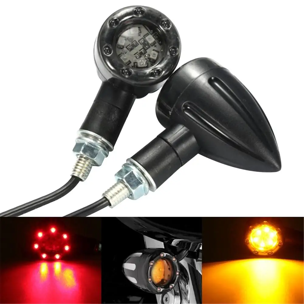 

4Pcs/Set DC 12V Universal Motorcycle LED Lamp Rear Turn Signal Brake Lights Indicator Black ABS Housing PC Lens LED