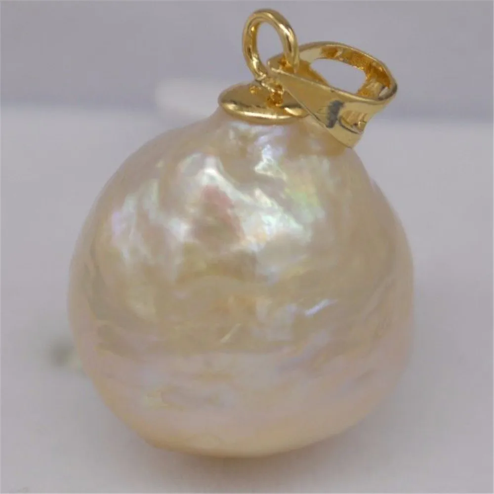 

Gorgeous PEARL south sea REAL pink AAA++ pendant BAROQUE teardrop 13-15MM hand-made DANGLE GOLD