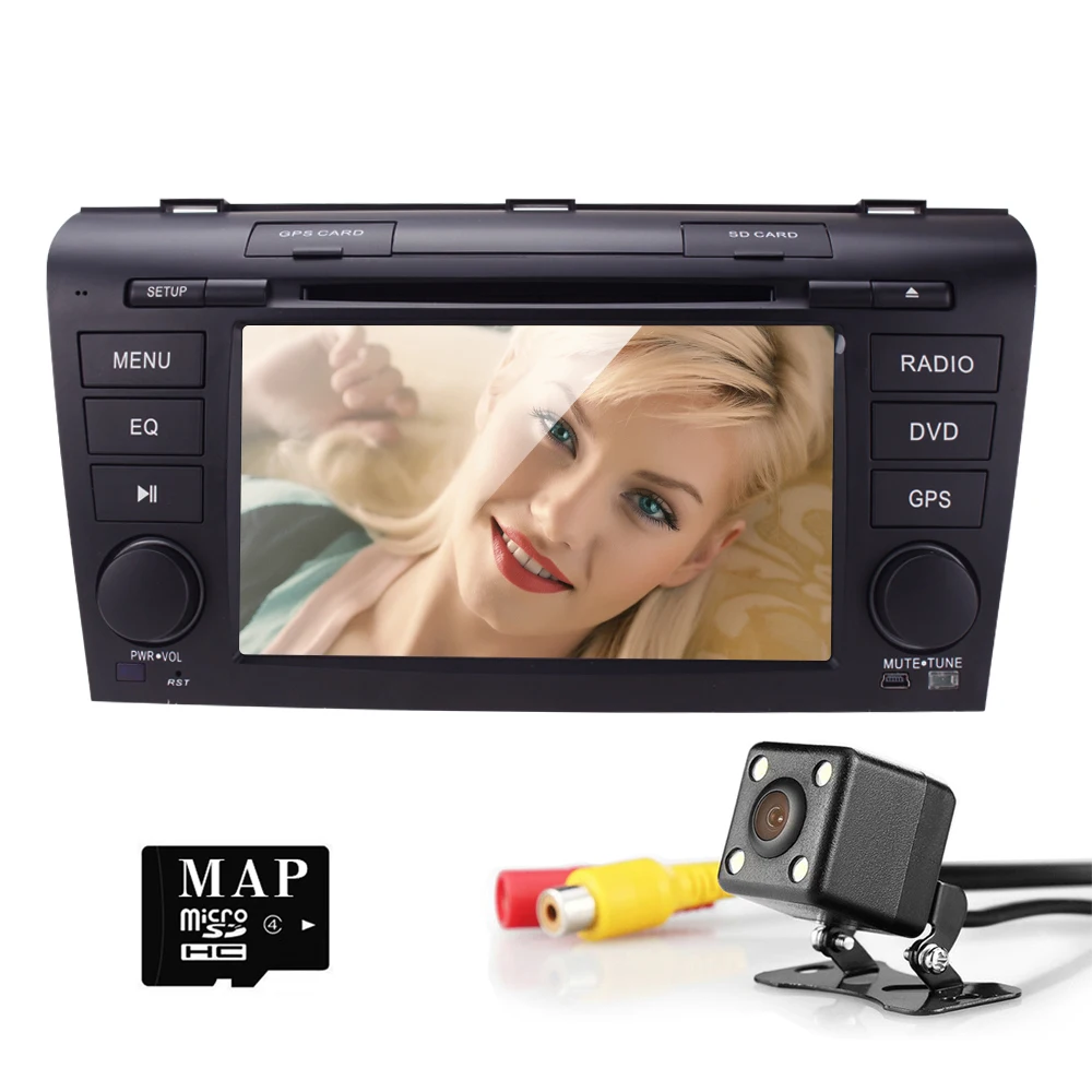 Best 7 "Double 2 Din Car DVD Player AutoRadio for Mazda 3 2004-2009 Head Unit with GPS Bluetooth, USB, CD, 3G Navigation Free Camera 1