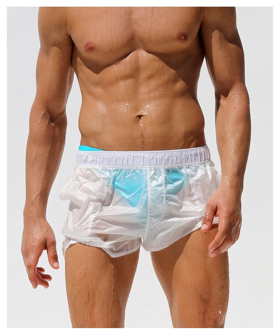 Бренд ALSOTO, сексуальные пляжные шорты, мужские полностью прозрачные шорты для серфинга, мужские пляжные шорты, шорты для плавания, пляжные шорты