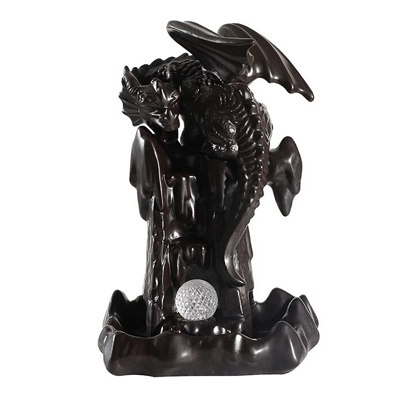 

Dragon Incense Burner Led Glowing Ball Smoke Backflow Art Craft Home Decor Ceramic Smoke Reflux Aromatherapy Furnace