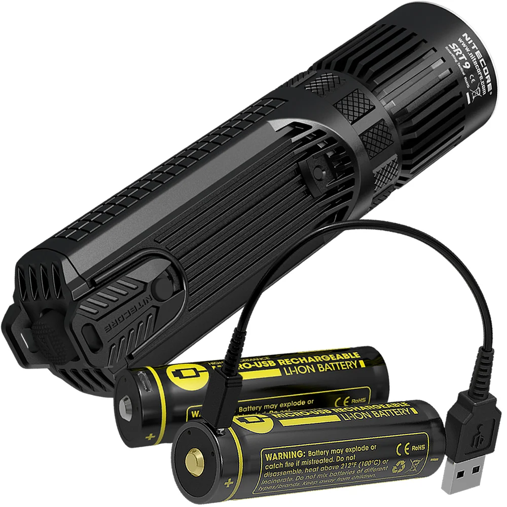 

NITECORE SRT9 Flashlight+USB Rechargeable Batteries x 2 CREE XHP50 LED White/RGrB/UV 5 Colors Lights Smart Selector Ring Torch