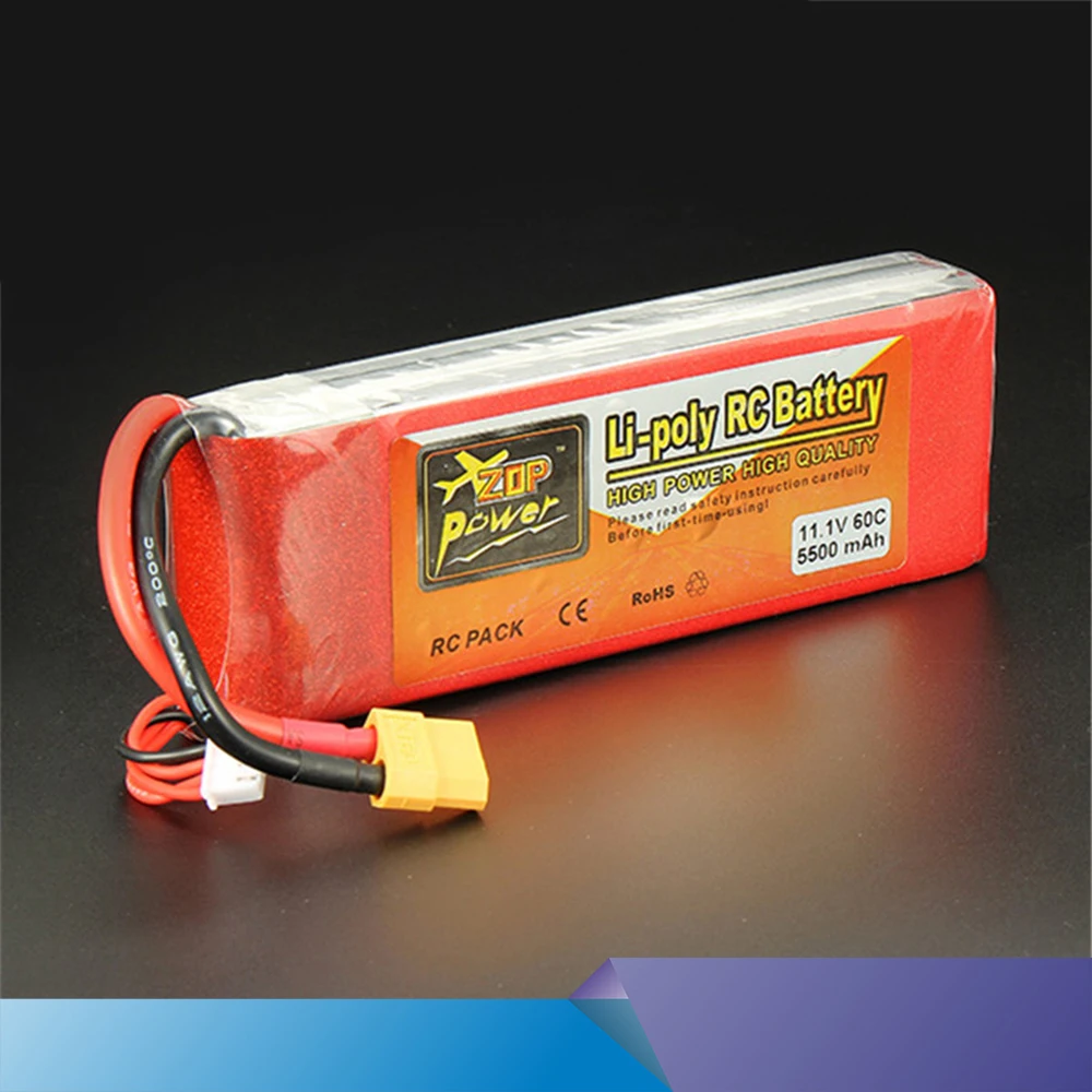 

2pcs New ZOP Power 11.1V 5500mAh 3S 60C Lipo Battery XT60 T Plug Rechargeable For RC Helicopter Car Boat Quadcopter Drone Parts