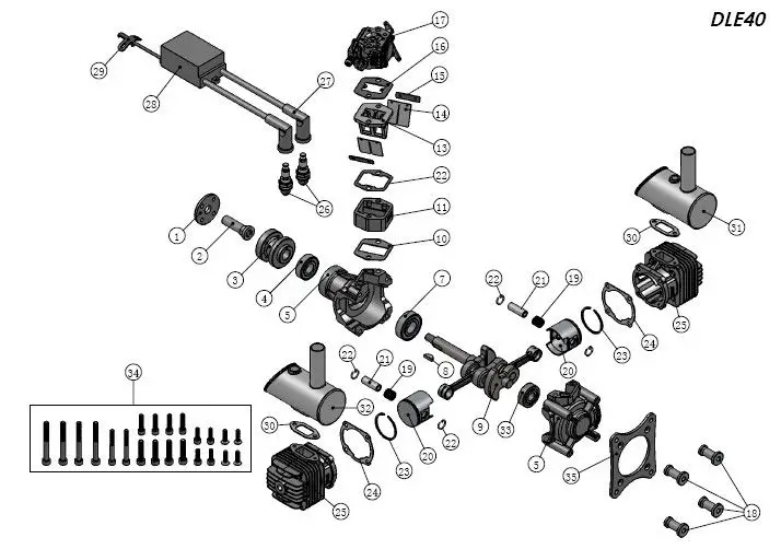 DLE двигатель DLE-40cc двойной бензин ж/Электронный DLE-40 зажигания для RC самолета