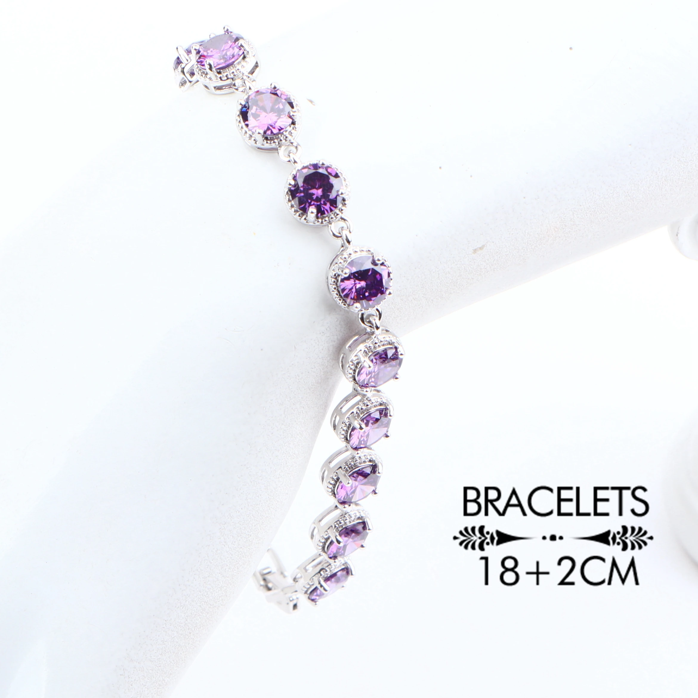 Kopen Paars Zirconia Zilver 925 Sieraden Sets Stone Oorbellen Voor Vrouwen Bruiloft Sieraden Armband Ring Ketting Hanger Set Geschenken Box