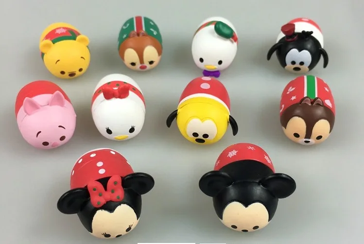 

10Pcs/lot Mini Minnie Mickey Christmas Toys Donald Q version Doll Bath Toy Juguetes For Chirldren Gift Brinquedos