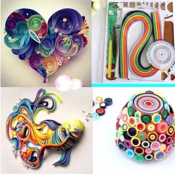 

1 Set DIY Paper Quilling Tool Kits Origami Template Paper Pen Mould Tweezer Needles Random Color Paper Craft Scrapbooking