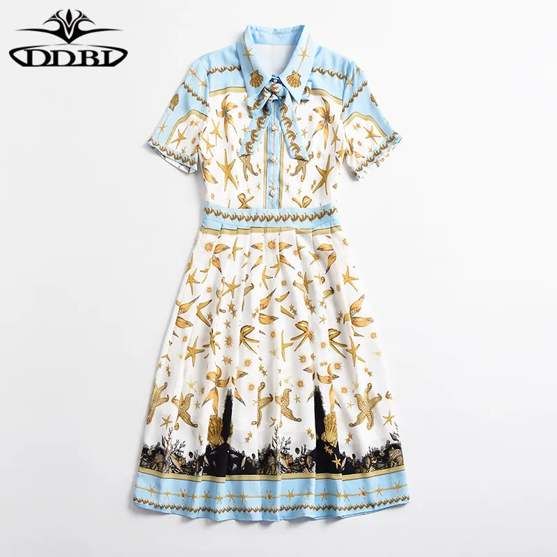 robe femme ete 2018 vestidos verano dresses for women shellfish print shirt dress  180626