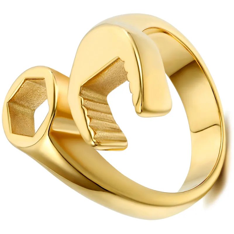 Fashion Cool Biker Mechanic Wrench Stainless Steel Mens Ring Punk Style Rings for men Size 8-13 anel masculino - Image 3